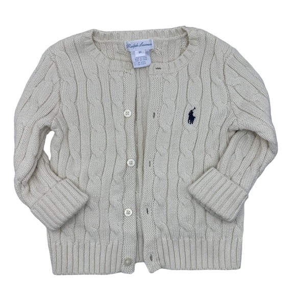 Ralph Lauren Other - Ralph Lauren Baby Cream Button Front Cardigan Size 9 Months